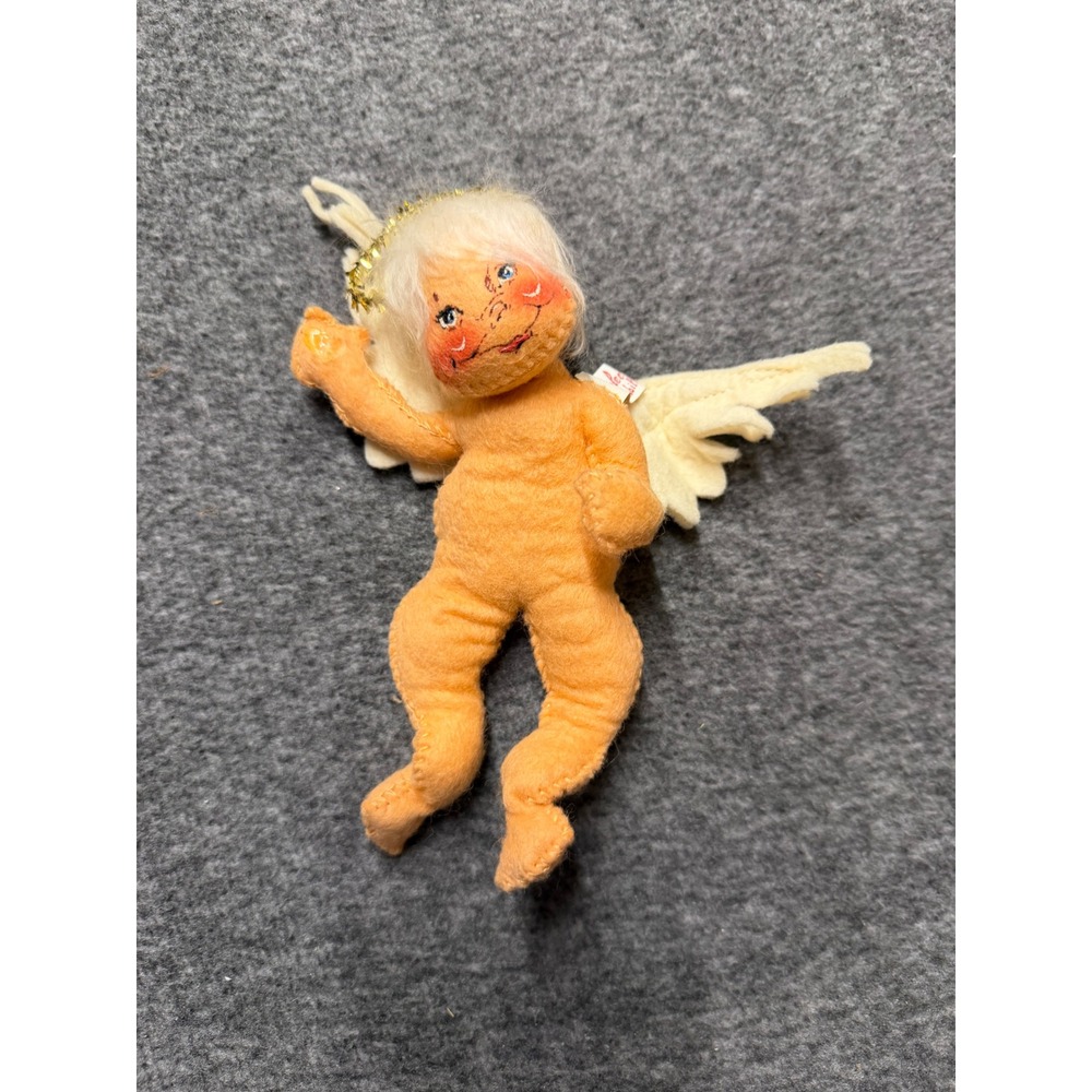 Vintage 1961 Annalee Dolls Felt Angel Cherub Ornament Hand Painted Meredith NH